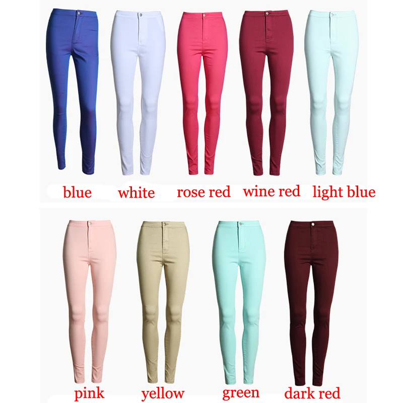 Fashion Slim Jeans Women Femme Female 2016 White Jeans With High Waist Tight Jeans Women's Candy Color New Pants Women Trousers
