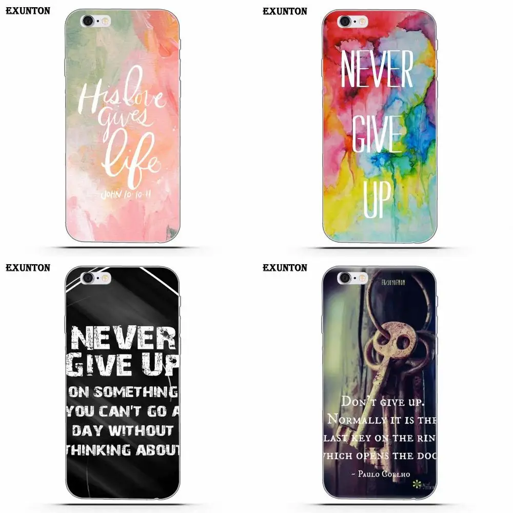 Мягкий защитный чехол из ТПУ для Apple iPhone 4 4S 5 5C SE 6 6S 7 8 Plus X Never Give Up|Чехлы-накладки| |
