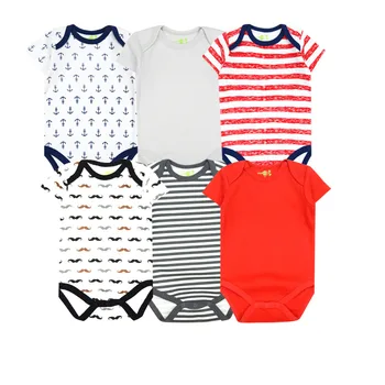 

Near Cutest 6pcs/lot BABY BODYSUITS Baby Clothing Jumpsuit Printed 100% Cotton Short Sleeve Body Bebe Baby Boy Girl Bodysuits