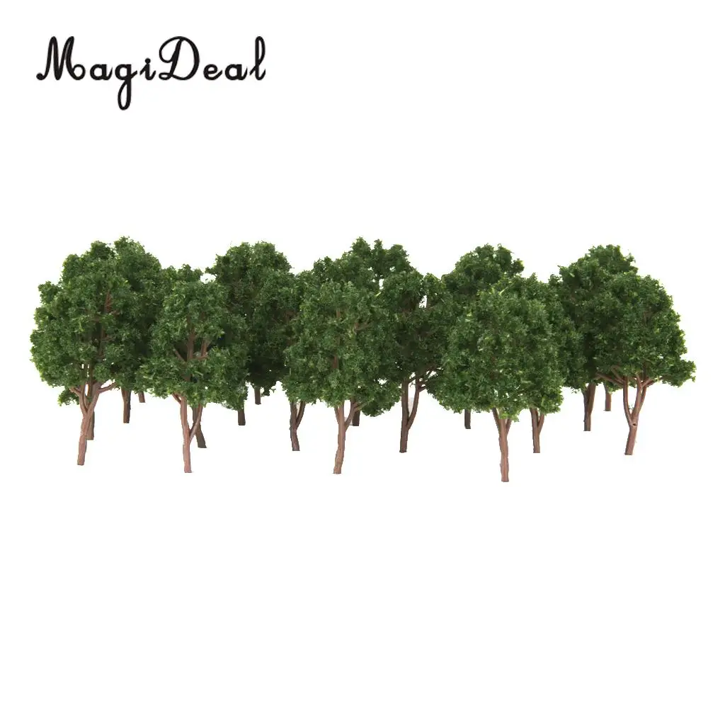 MagiDeal 20Pcs/Pack Dark Green Model Trees N Scale Train Park Railroad Railway Layout Wargame Scenery Scene Diorama Toys 7.5cm