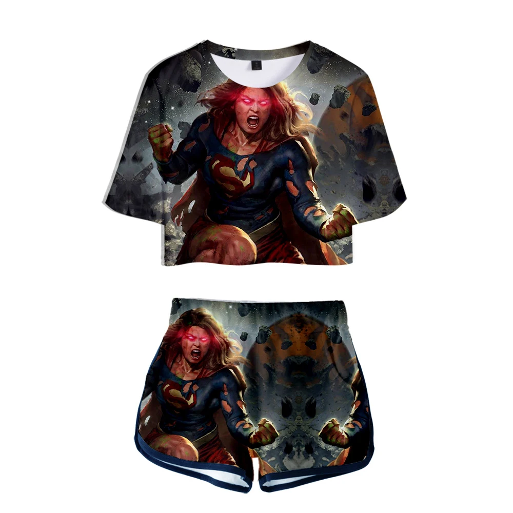 

Hot trend nwe t-shirt summer charm sexy Kara Danvers 3D t-shirt printing women's 3D fashion sports T-shirt + shorts two-piece