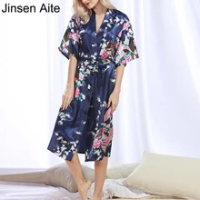 Женское летнее платье Pijama женские мягкие элегантные шелковые цветочные свободные большие размеры с поясом Ночная рубашка пижамы Ночная рубашка JS568