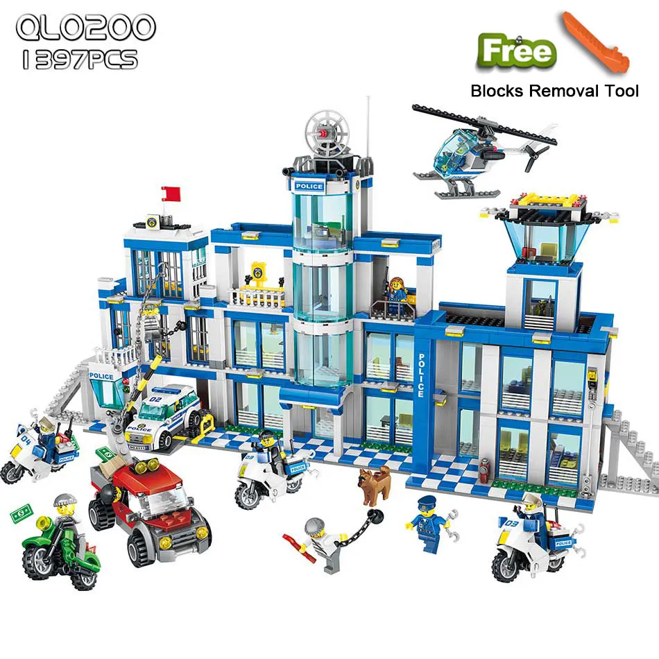 

Qunlong 1397pcs Anti-Terrorism Action Models Building Blocks City Police Station Set Compatible LegoING Children Toys kids gifts