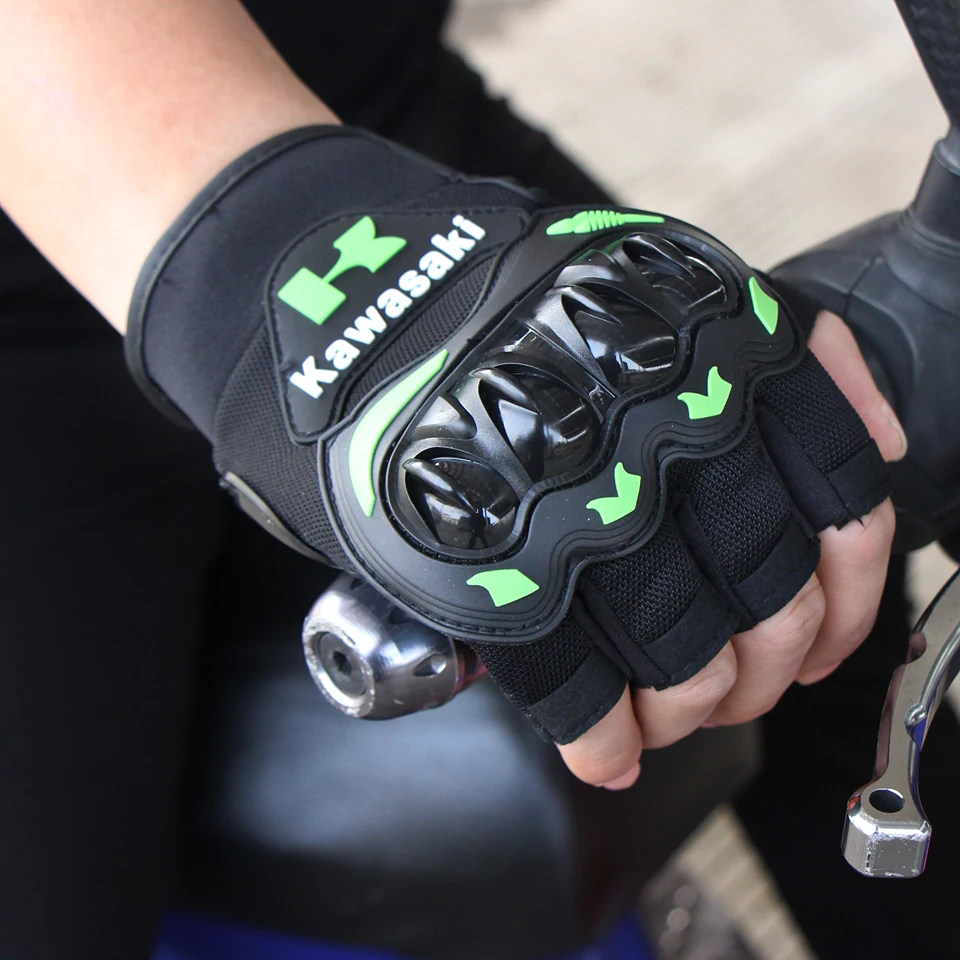 Half Finger Motorcycle Gloves Motocross Luvas Guantes Green Color
