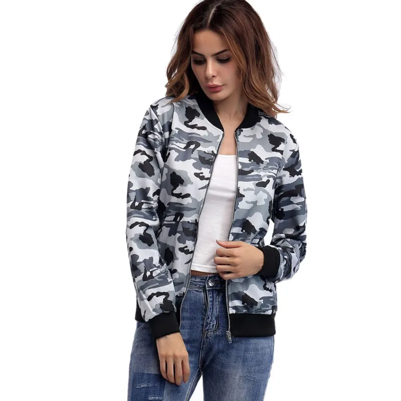 Bomber Military Camo Jackets Autumn Female Jackets Zipper Military Jacket Women Plus Size Army