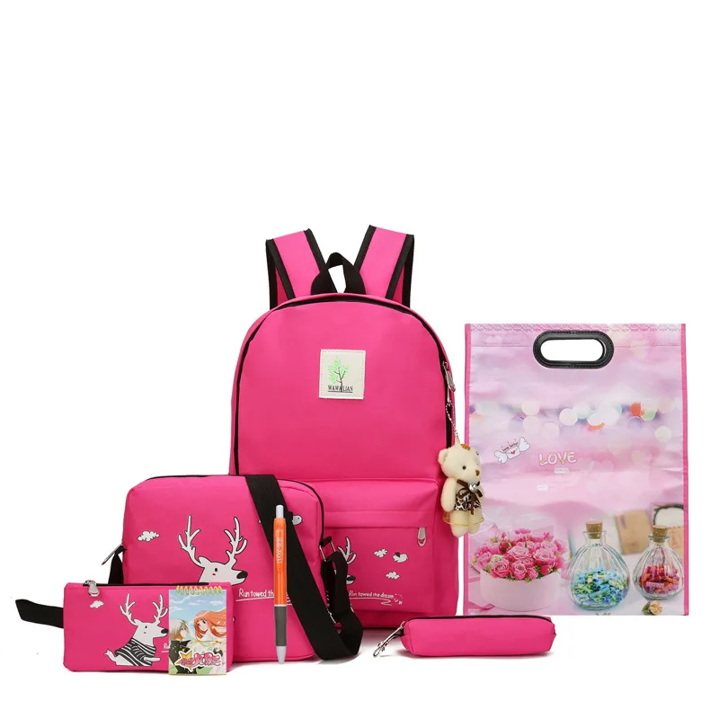 New Teenager Big Capacity School Backpacks Canvas Cartoon Solid Bag Fashion Designer Backpacks Women High Quality