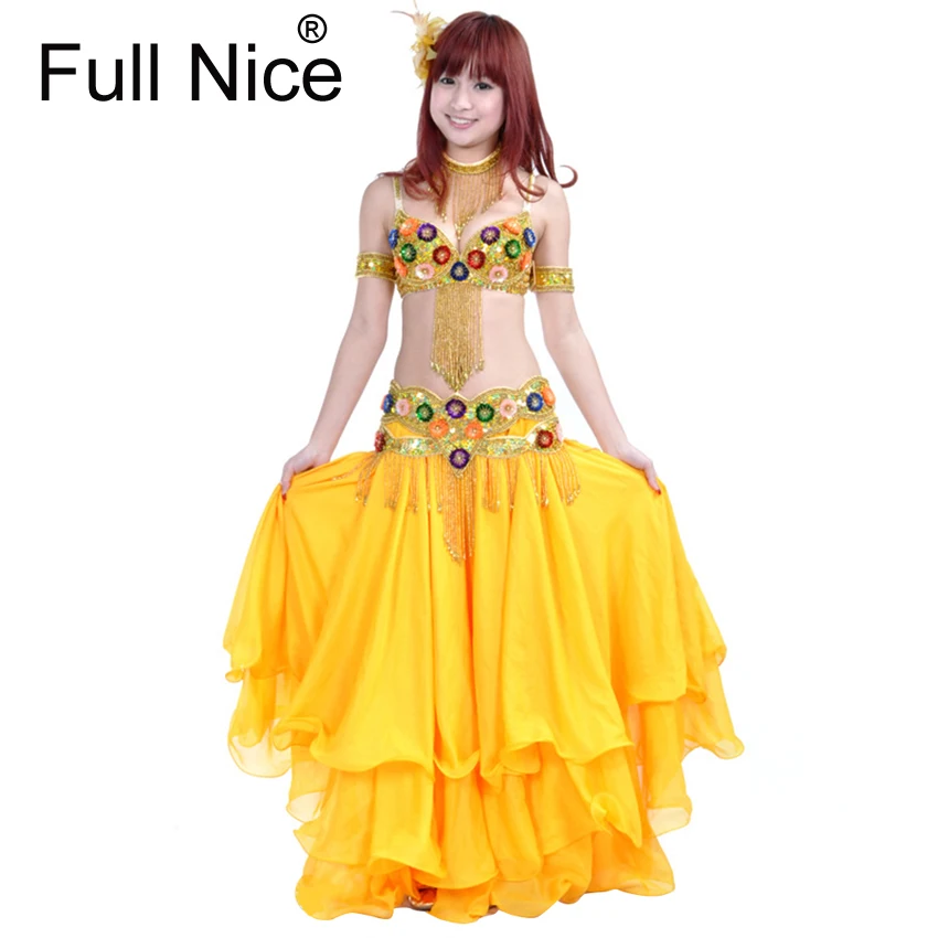 

New Performance Dancewear Bellydance Clothes Professional Women Egyptian Belly Dance Bra Belt Skirt Oriental Beaded Belly Dance