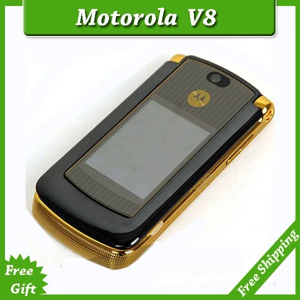 Refurbished original unlocked motorola razr v8 mobile phone Gold with 512 or 2GB internal memory luxury