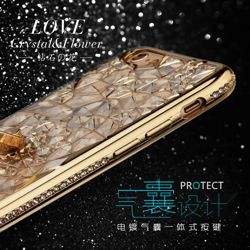 Мобильный чехол для iPhone X 6 6s 7 8 плюс 5 5S Силиконовое Покрытие алмаз 3D мягкое кольцо стенд Роскошный чехол для мобильного телефона SMSNXY
