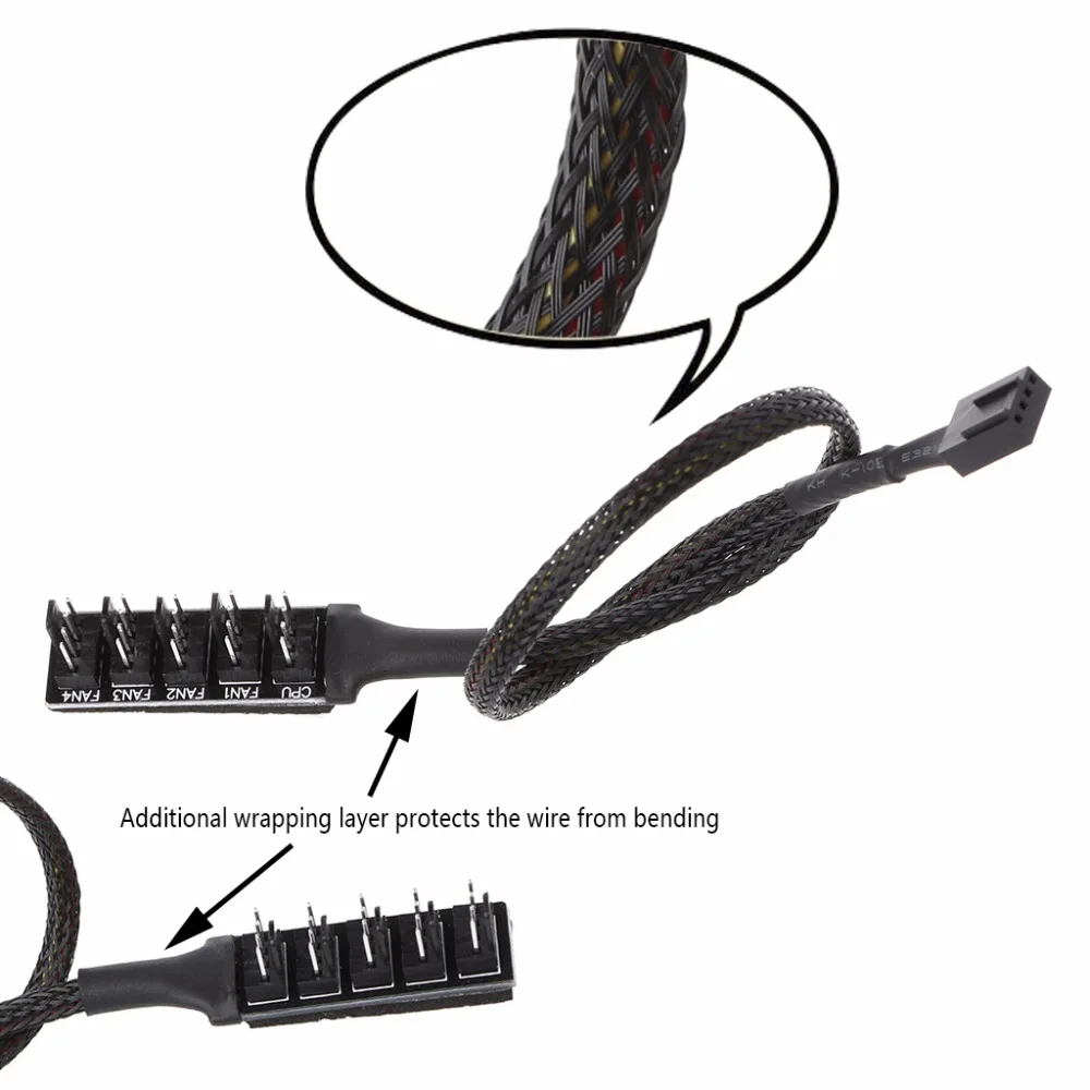 

1 To 5 4-Pin Molex TX4 PWM CPU Cooling Fan Splitter Adapter Braided Power Cable New Drop shipping-PC Friend