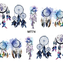 Красота ногтей MT74 полное покрытие индийский Синий Ловец снов искусство ногтей Водные Наклейки Наклейка для ногтей искусство татуировки Советы DIY ногтей