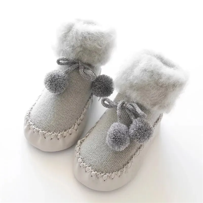 Infant Socks For Baby Warm Booties Sock With Rubber Soles For Toddler Newborn Baby Boy Socks Shoes Kids Winter Foot Socks