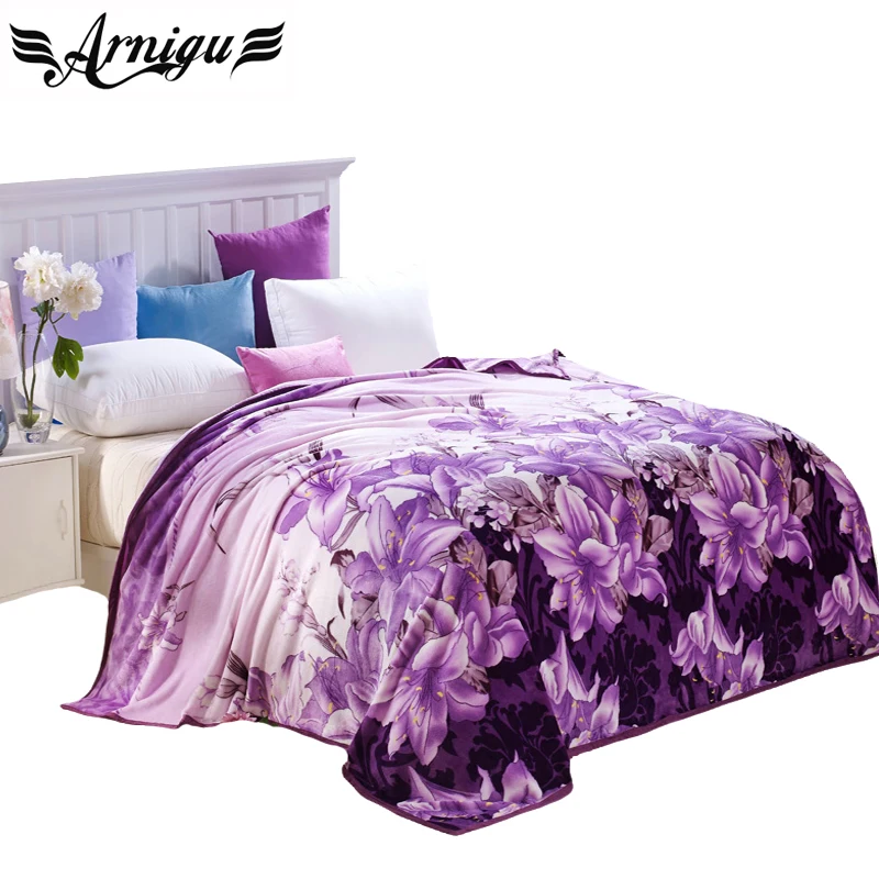 Arnigu Lily Flowers Purple Soft Blanket Fleece Bedsheet Arnigu Lily Flowers Purple Soft Blanket Fleece Bedsheet