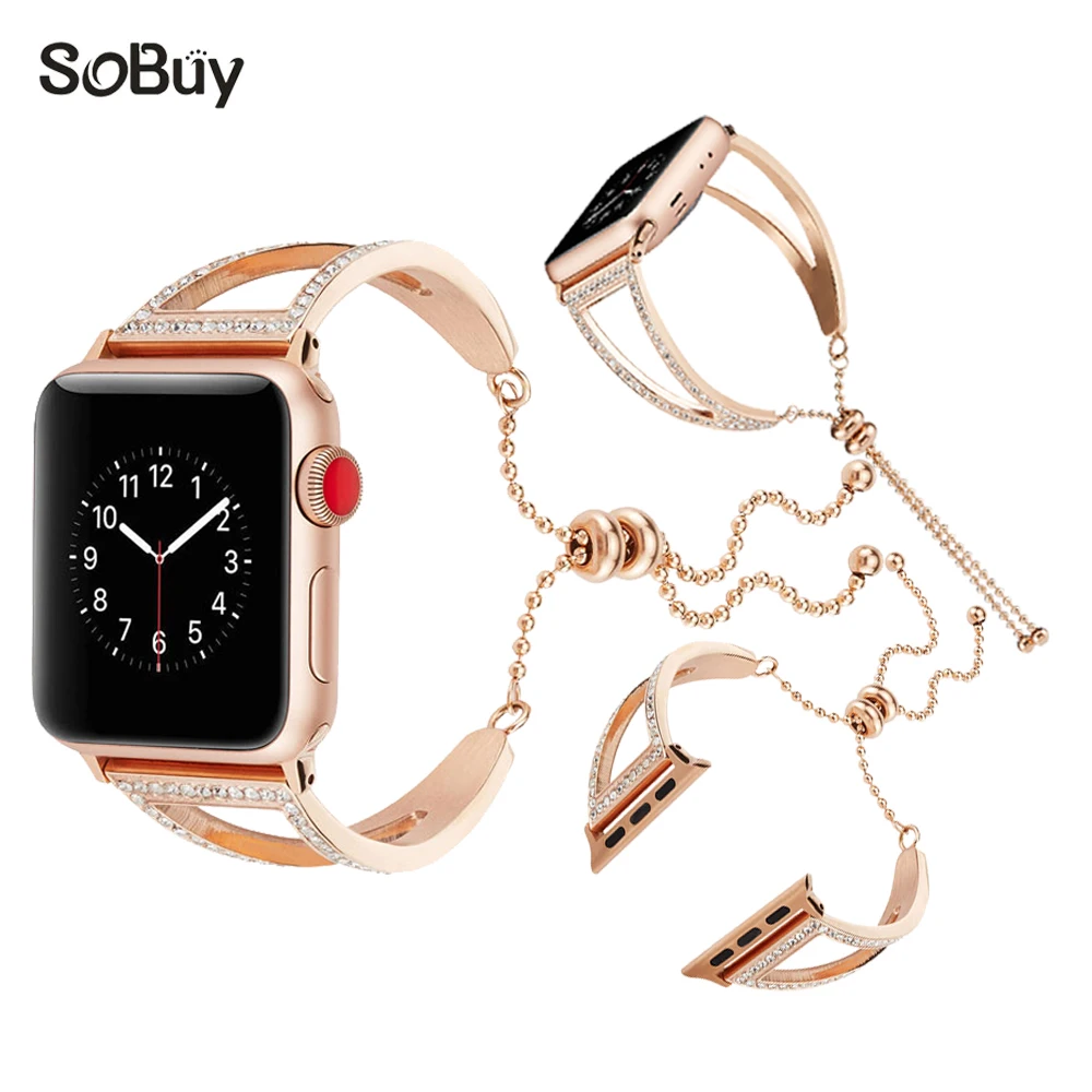

Crystal Diamond Strap For Apple Watch Band 42mm 38mm Stainless Steel Iwatch Series 3 2 1 wrist Bracelet Watchband belt