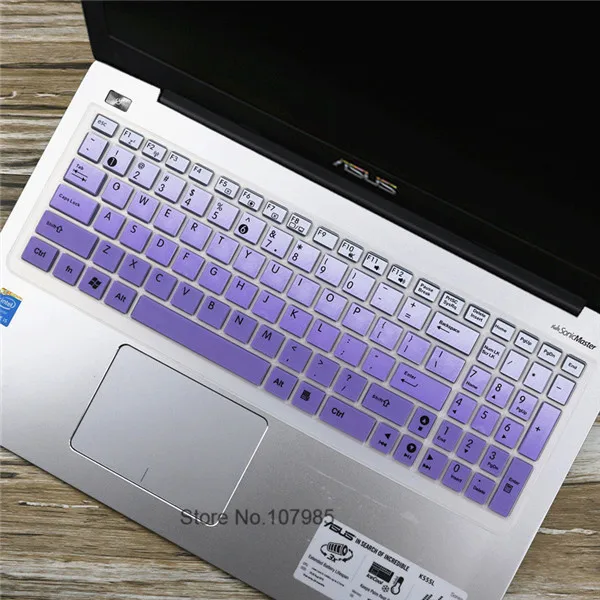 15 дюймовый ноутбук клавиатура силиконовая защитная крышка клавиатуры для ноутбука Asus X555 FL5800 F555 FX50 R557 X552 FX50J FX50JK A550 V505L - Цвет: Gradualpurple