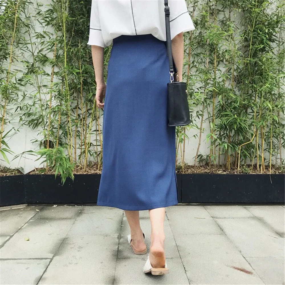 HIGH QUALITY Belt&Zipper Chiffon Skirt 2018 Summer Vacation&Office&Casual Solid Skirt For Women Vintage Bandage Skirts Female (6)