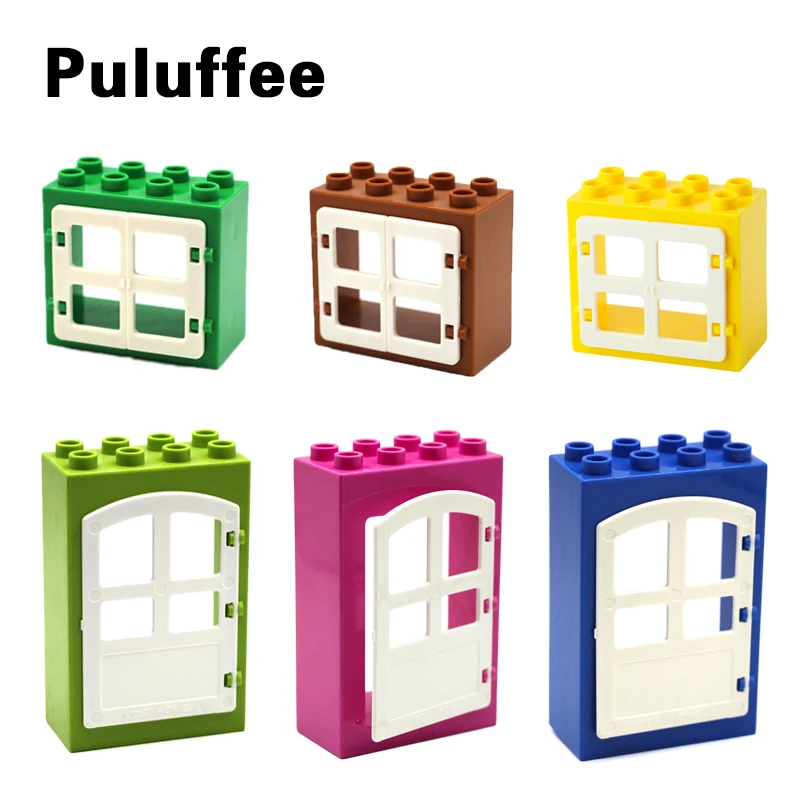 

House Big Particles Building Blocks Compatible with Duplo Basics Accessory Movable Window Door Set Bricks Kids DIY Assemble Toys