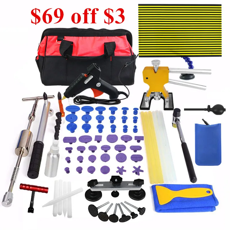 

PDR Tools Car Body Paintless Dent Repair Kit DIY Dent Puller Glue Gun Reverse Hammer Tap Down Pen for Auto Remove Dents