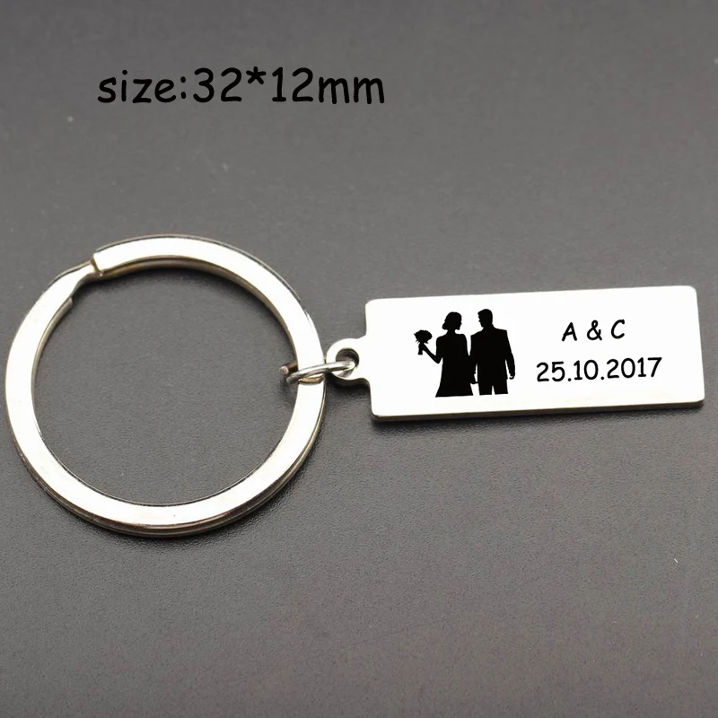 Fashion Stainless Steel Keychain Personalized Custom Name Letter And Date For Couple Wedding Anniversary Trendy Gift Key Ring | Украшения и