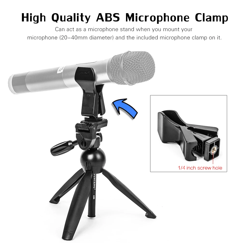VCT 2280 Mini Tabletop Tripod Live Streaming Tripod Microphone Holder for DSLR ILDC Camera
