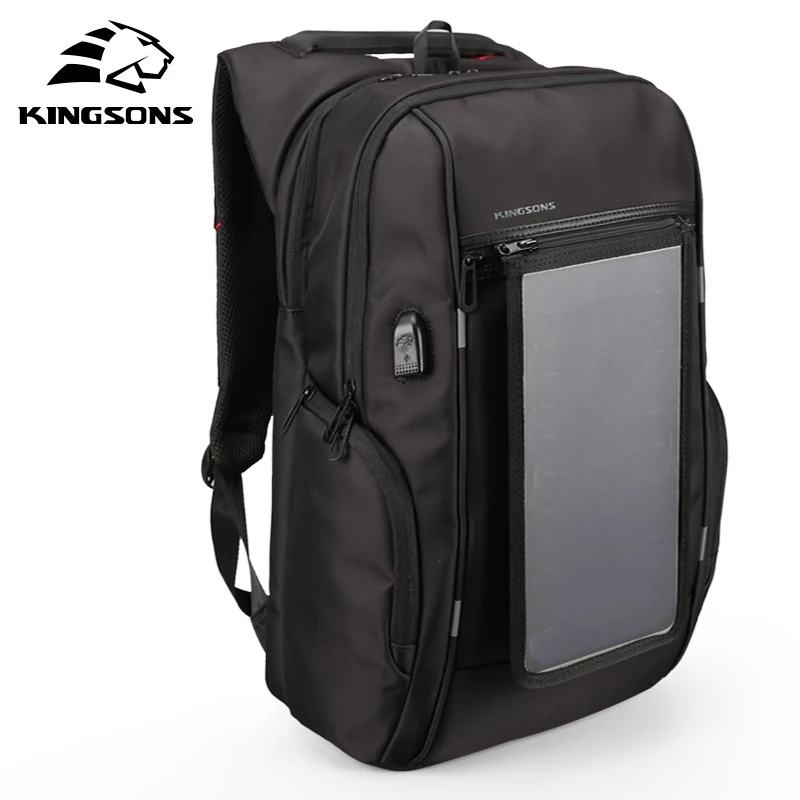 

FGGS Kingsons Solar Panel Backpacks 15.6 inches Convenience Charging Laptop Bags for Travel Solar Charger Daypacks