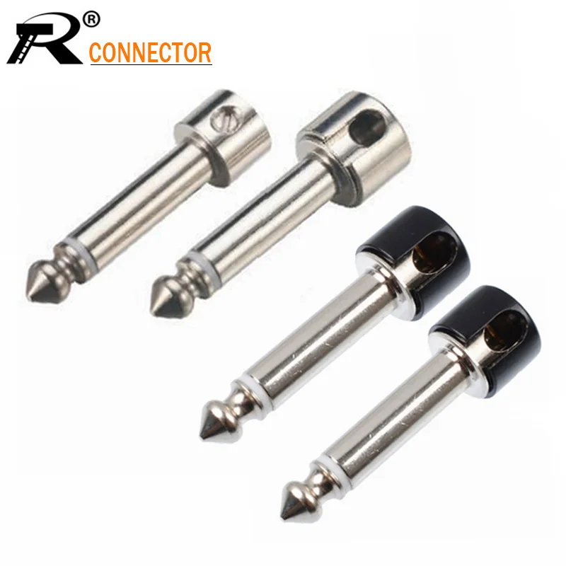 

10pcs/lot Solderless 6.35mm Mono Plug Copper 1/4 Inch 2 Pole Male Connector Guitar Effect Pedal Microphone Connector