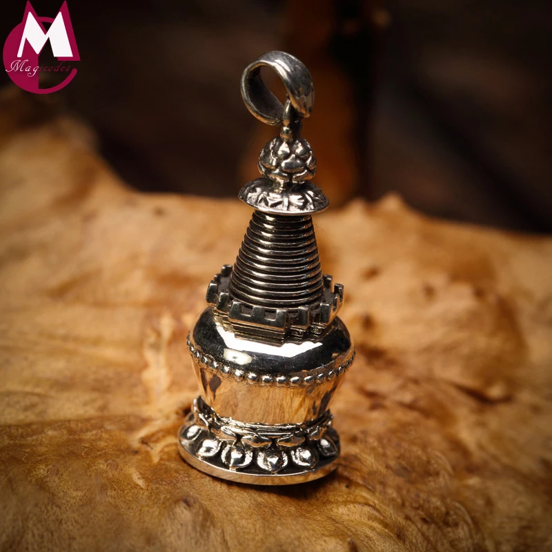 Men Penadant Vintage Buddhism Pagoda Personality Mini Tibet Stupa Wheel
