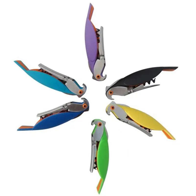 

Parrot Bottle Opener Whit Hippocampal Knife Stainless Steel Corkscrew For Cans Jars Red Wine Beer Bottles Bar Tools 10 Colors