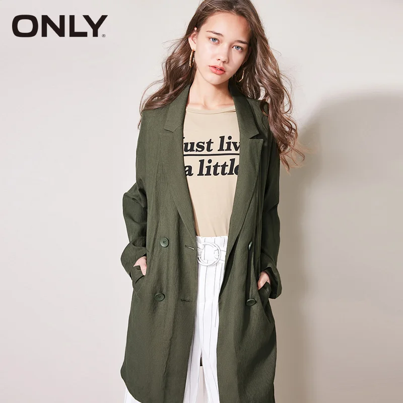 

ONLY 2019 Spring Summer New Women's Double-breasted Medium Length Blazer |118108529