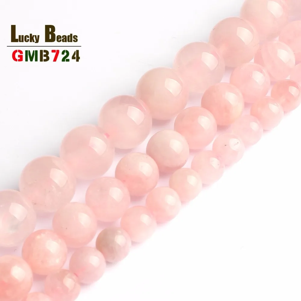 

A+ Round Free Shipping gem Rose Pink Quartz Crystals Loose Beads Stone 15" Strand 6 8 10 MM Pick Size For Jewelry Making