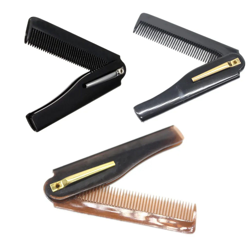 

Men Folding Pocket Clip Plastic Portable Head Beard Combs Bussiness Trip Travel Lightweight Comb