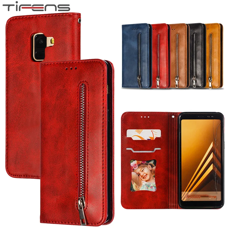 

Leather Wallet Card Holder For Samsung Galaxy M10 A10 A20 A30 A40 A50 A70 A6 A7 A8 2018 Flip Zipper Phone Cover Carcasa Funda