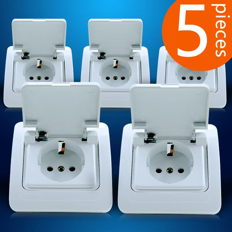 5 шт. водонепроницаемые настенные розетки с крышкой|socket waterproof|socket powersocket eu |