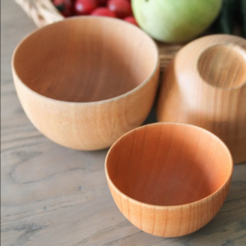 1 Piece Wood Bowl Three Different Sizes Log Color Jujube Wooden Bowls