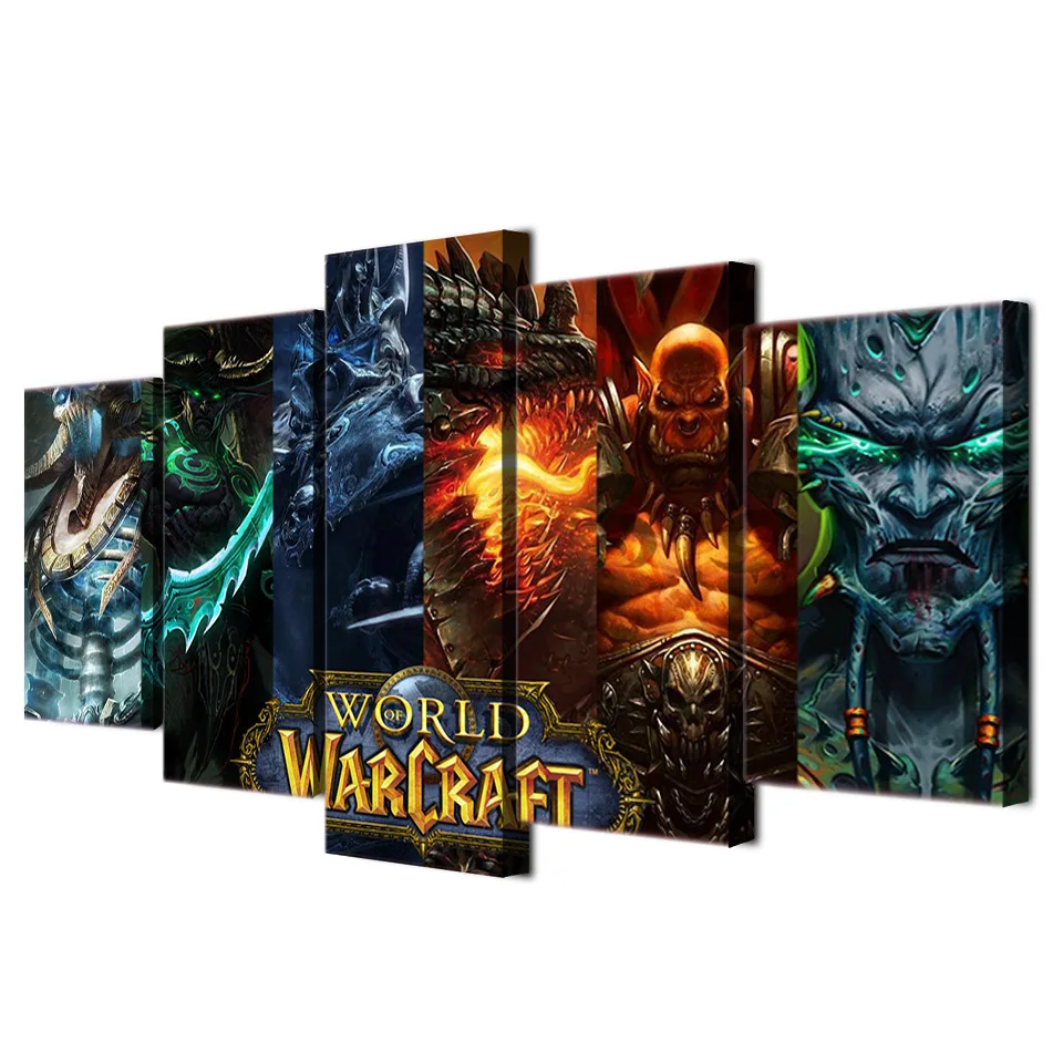 World Of Warcrafts A Custom Bathroom Fit For Warchief 5 Panels Hd Print Painting Frame Canvas World Of Warcraft Game Wall Art Modern Home Decor Picture For Living Room