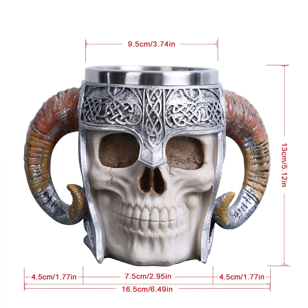 1 шт., 600 мл, кружка для кофе Viking Ram Horned Pit Lord, Warrior Skull С боевым шлемом, Beer Stein Tankard, ePacket, много запасов - Цвет: S16