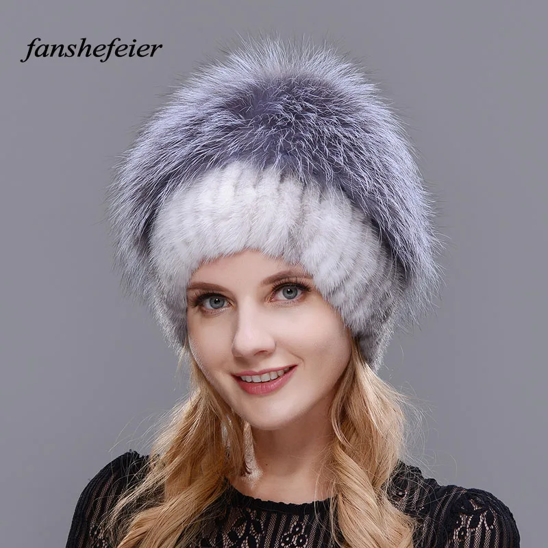 Fanshefeier модные шапки из натурального Лисьего меха, женская шапка из натурального меха норки, женские зимние шапки, теплые и удобные шапочки высокого качества - Цвет: colour01