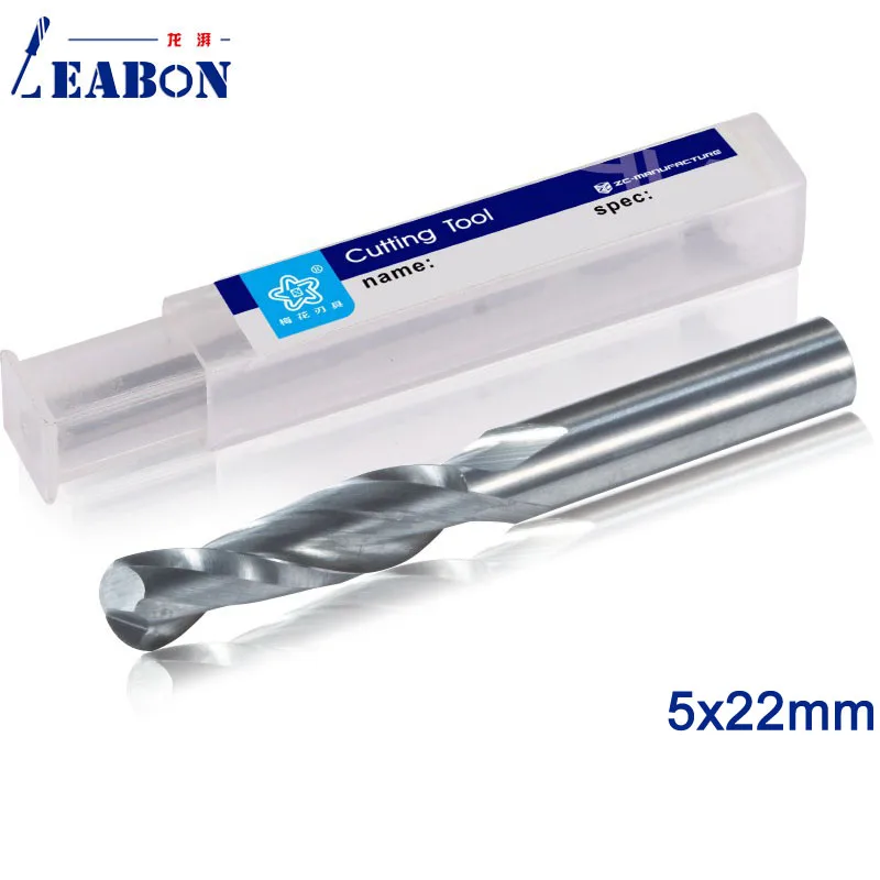 

LEABON 10x 5x 22MM 2 Two Flute Spiral Ball End Milling Engraving CNC Router Tools Bit,Wood Engraver Cutters CNC Ball Nose Cutter
