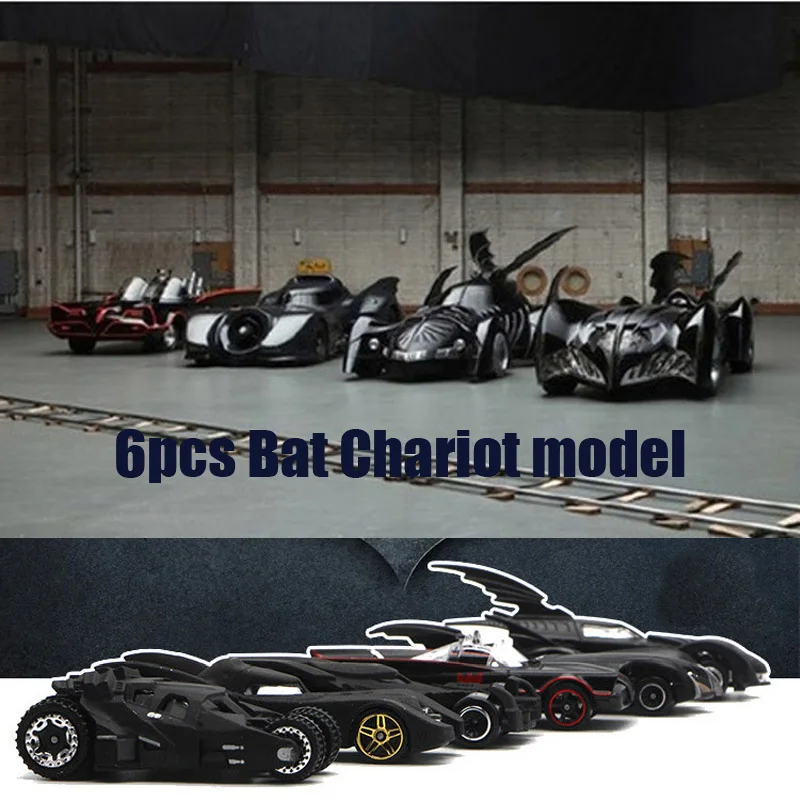 

1:64 6 Pcs/Set Bat Chariot Set Alloy Car Models Toy American Movie 6th Generation Bat Chariot Metal Cars Suit For Children Gifts