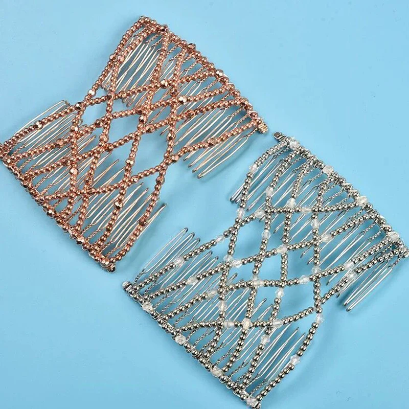 

1pcs Elastic Hair Comb Magic DIY Vintage Headband Fashion Hair Maker Bun Hair Combs Metal Hairpins For Women Hair Accessories