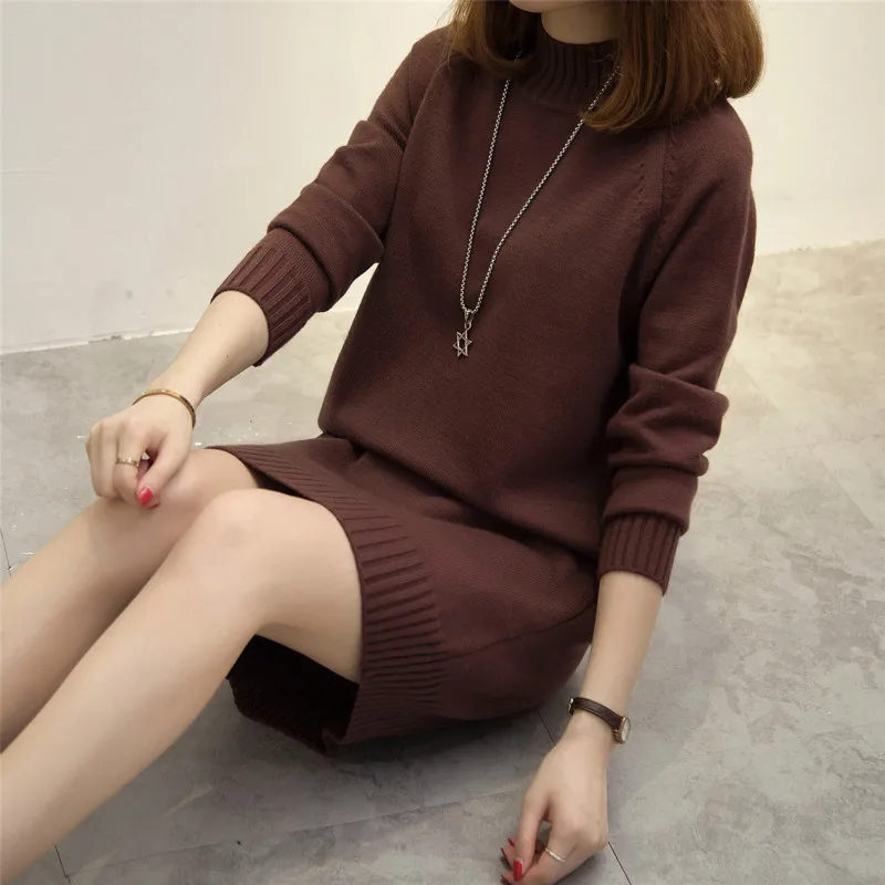 2018 Oversize Cashmere  Sweater Women Dress Long Warm Turtleneck Sweater Women Autumn Winter Female Knitted Pullovers Pull Femme
