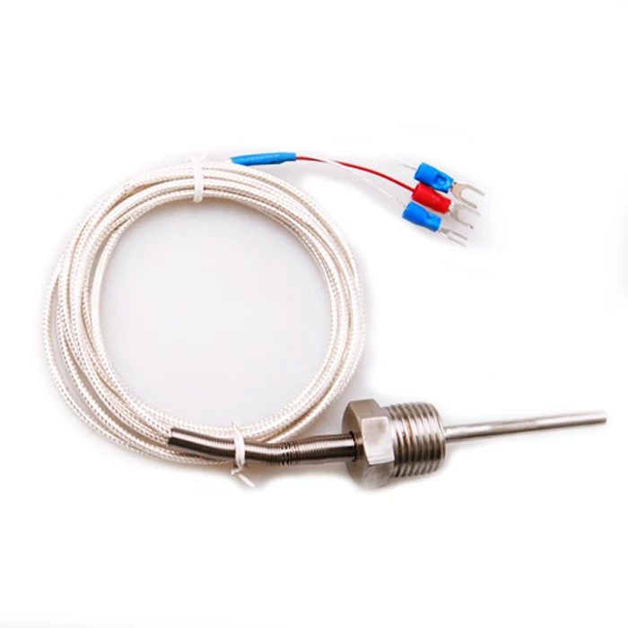 RTD Pt100 ohm Probe Sensor L 50mm PT NPT 1/2'' Thread with Lead Wire 