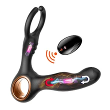 Male Prostate Massage Dildo Vibrator with Ring On Penis Remote Control G-spot Butt Anal Vibrator Sex Toys Masturbator for Men