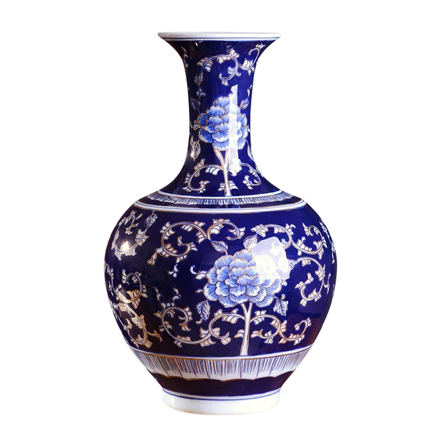 Jingdezhen Ceramic Vase Living Room Flower Arrangement Silver And Jingdezhen Ceramic Vase Living Room Flower Arrangement Silver And Blue Porcelain Modern Home Furnishings Tv Cabinets Display