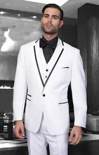 2017 Latest Coat Pant Designs White And Black Formal Wedding Suit For Men Slim Fit Custom Costume Homme Three Pieces Tuxedo