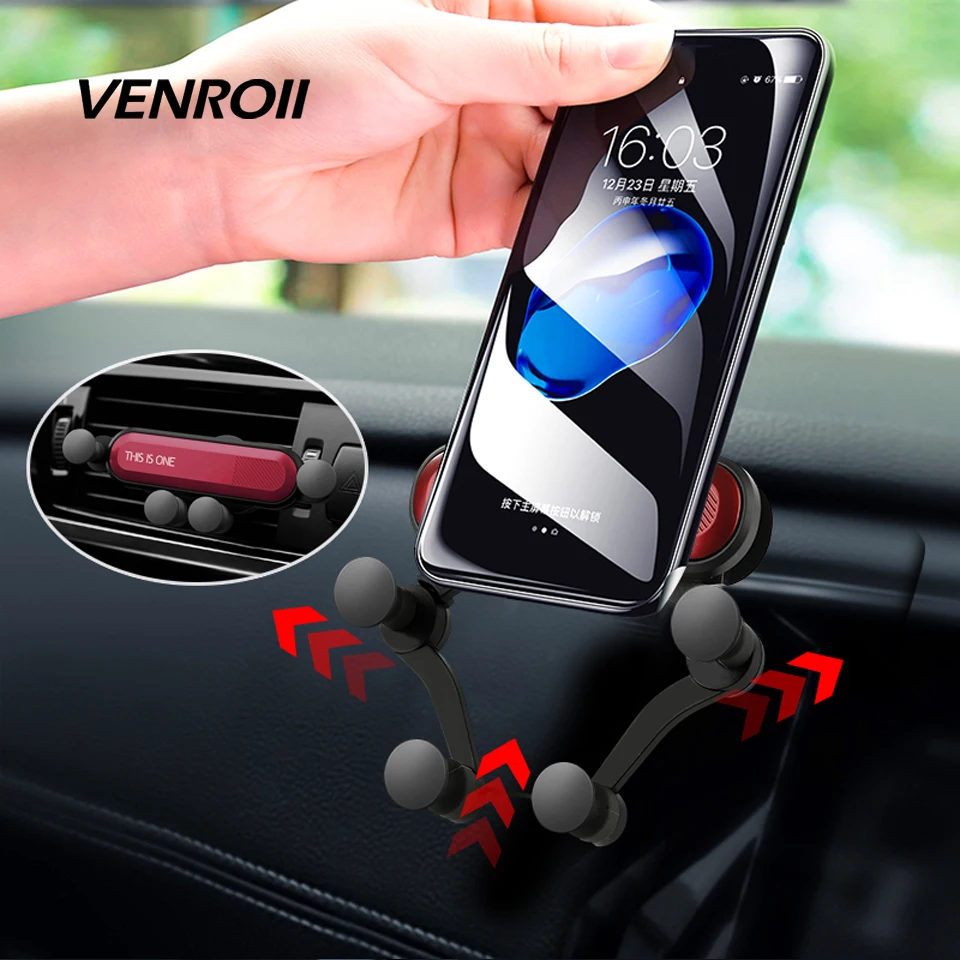 

Venroii Universal Gravity Car Phone Holder For iPhone X 8 7 Air Vent Mount Stand for Samsung Huawei Xiaomi Mobile Phone Bracket