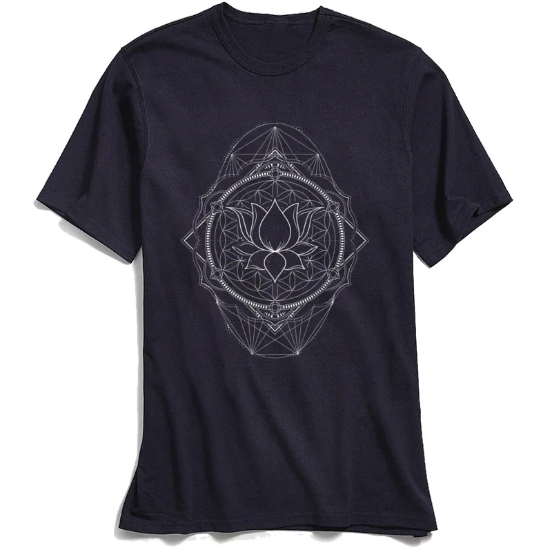 Lotus of Life Men 2018 New Gift Tees Crew Neck Mother Day Pure Cotton T-shirts Design Short Sleeve Tee Shirts Top Quality Lotus of Life navy