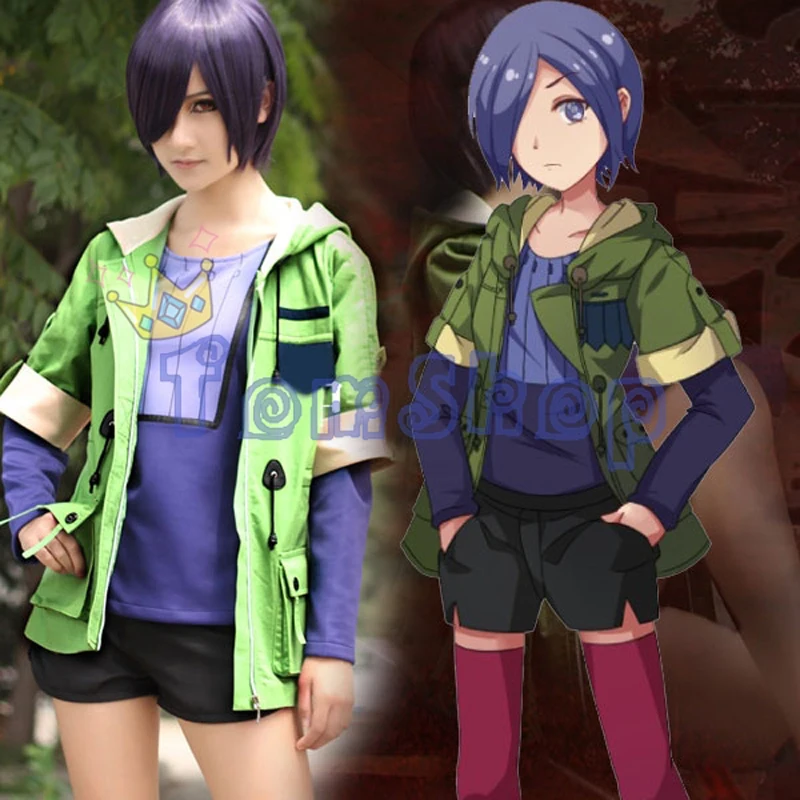 Аниме Tokyo Ghoul Toka Kirishima Touka/зеленый костюм Косплей куртка пальто форма топы костюмы +