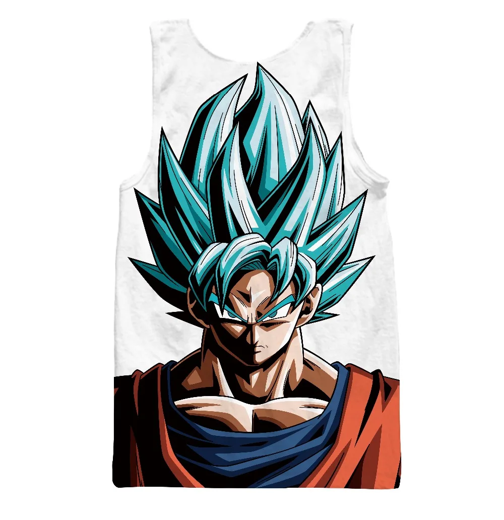 AC& DBZ, новинка, Harajuku стиль, Мужской Топ без рукавов, Супер Saiyan, синий, 3D принт, Стильная майка без рукавов, топы
