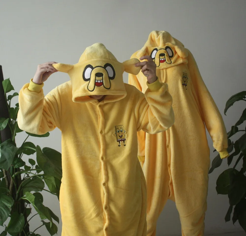 Желтый новый взрослый животное Джек Финн косплей пижамы Onesie костюм Ночная